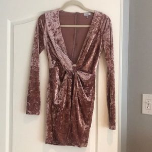 Tobi velvet pink slit dress